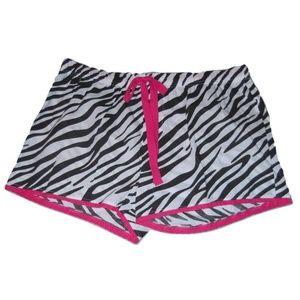 Black White Zebra Print Sleep Shorts PJs L New